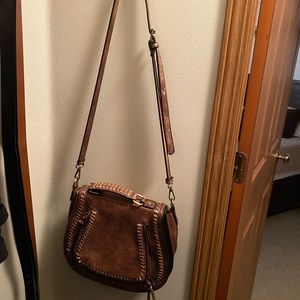 Brown distressed cross body purse